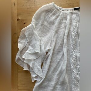 2/$30 Zac & Rachel Petite Large White Off the Shoulder Lace Front Blouse Beach